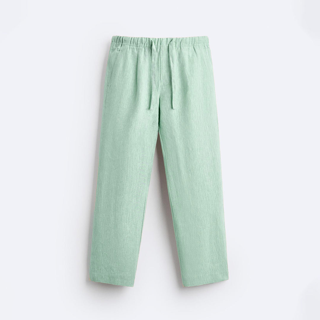 LINEN JOGGER TROUSERS - SEA GREEN