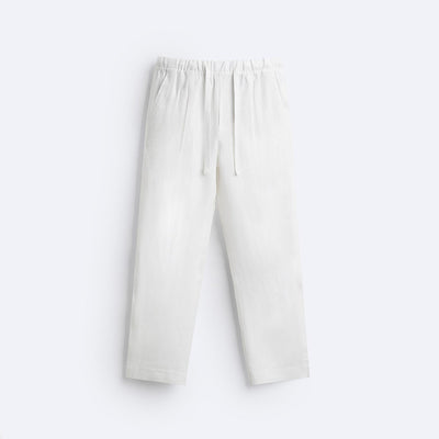 RELAXED LINEN DRAWSTRING TROUSER - WHITE