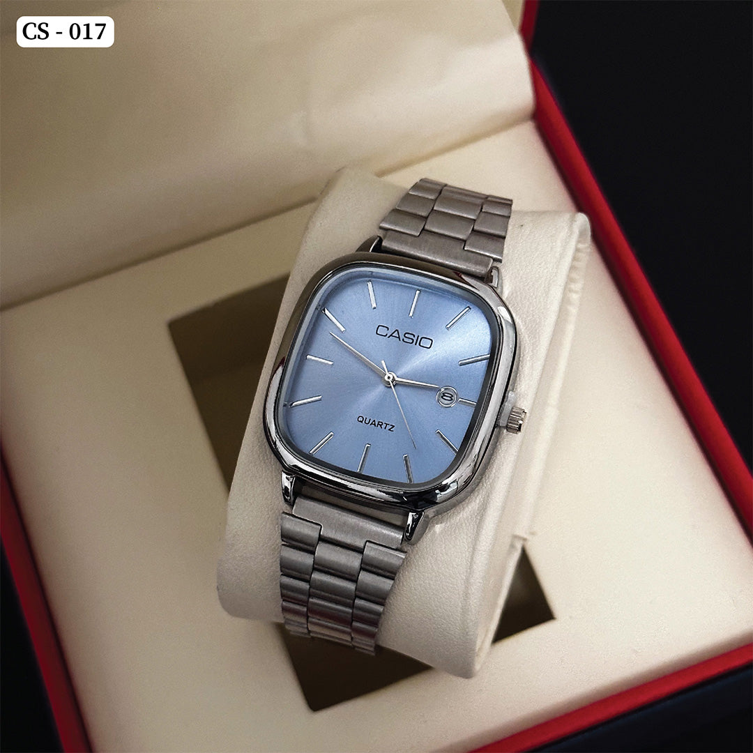 CS Quartz Watch Silver Aqua Blue - 017