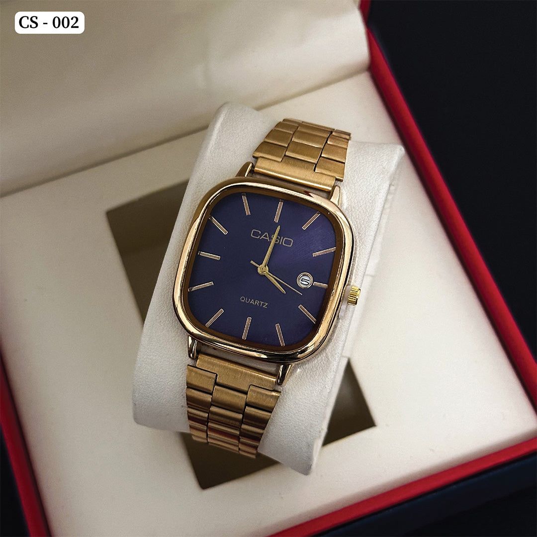 CS Quartz Watch Gold Blue - 002