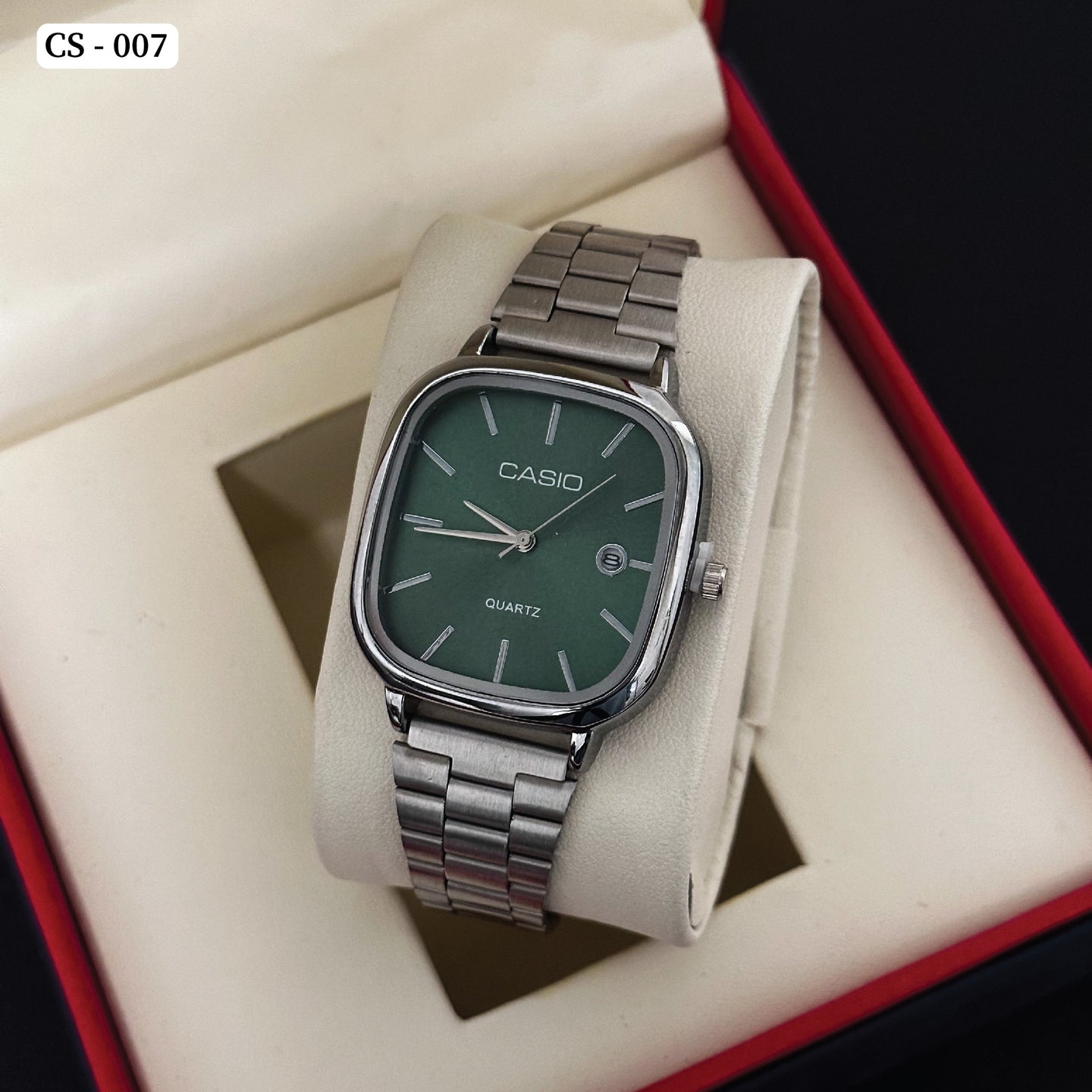 CS Quartz Watch Silver Green - 007