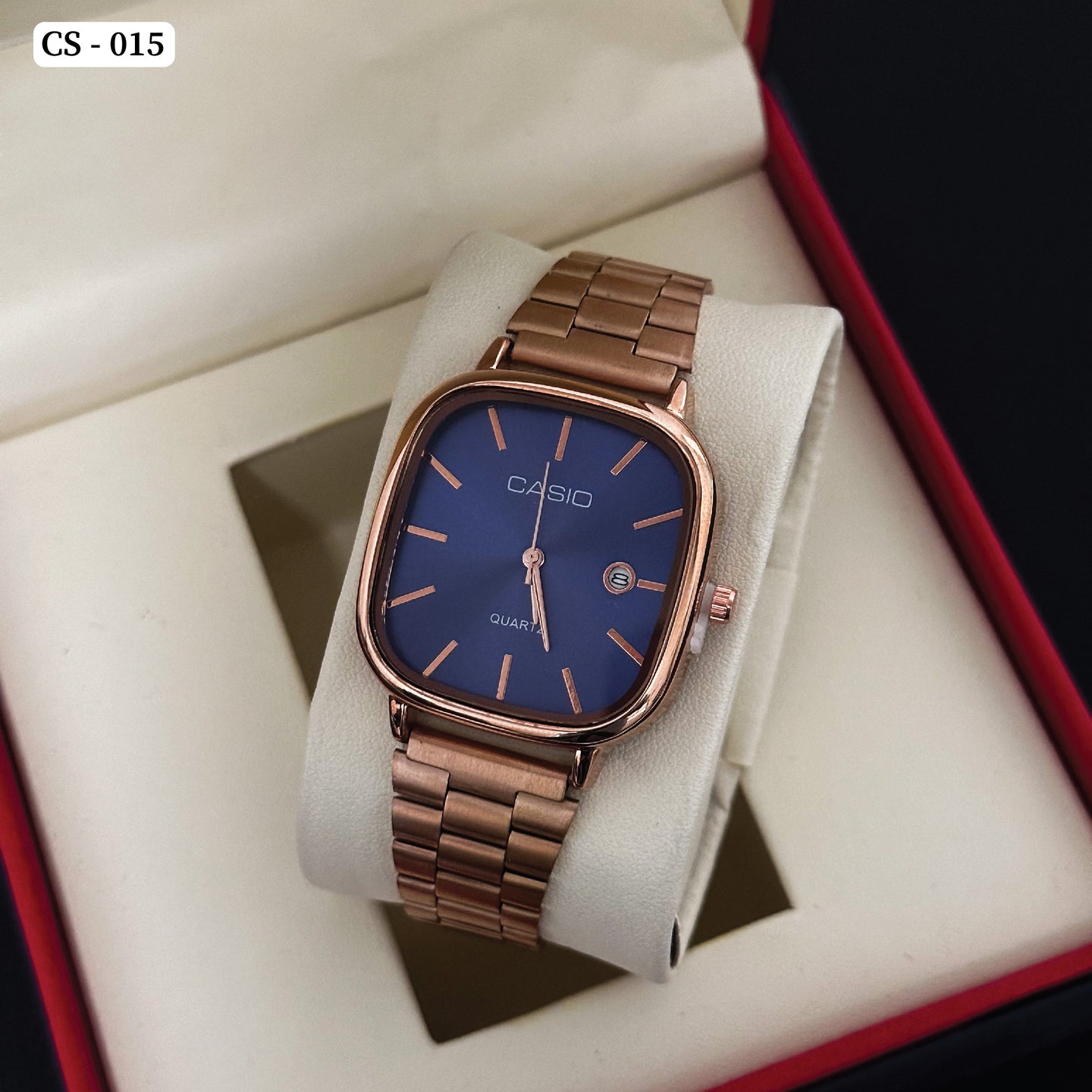 CS Quartz Watch Rose Gold Blue - 015