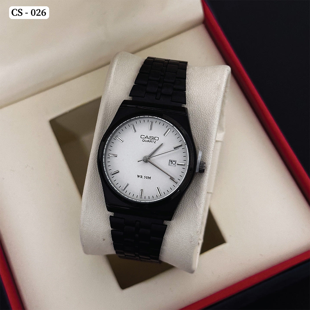 CS Quartz Watch WR 50M Black White - 026