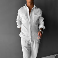 Double Pocket Shirt & Trouser Set - White