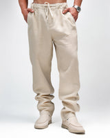 Men’s Beige Linen Drawstring Pants