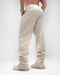 Men’s Beige Linen Drawstring Pants