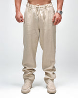 Men’s Beige Linen Drawstring Pants