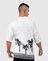 Men’s White Palm Tree Print Shirt