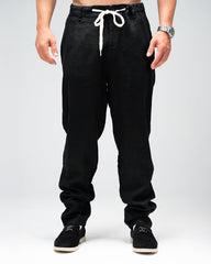 Men’s Black Linen Drawstring Pants