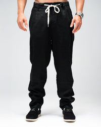 Men’s Black Linen Drawstring Pants