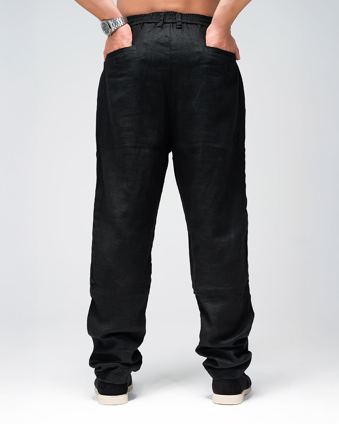 Men’s Black Linen Drawstring Pants