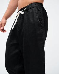 Men’s Black Linen Drawstring Pants