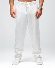 Men’s White Linen Drawstring Pants