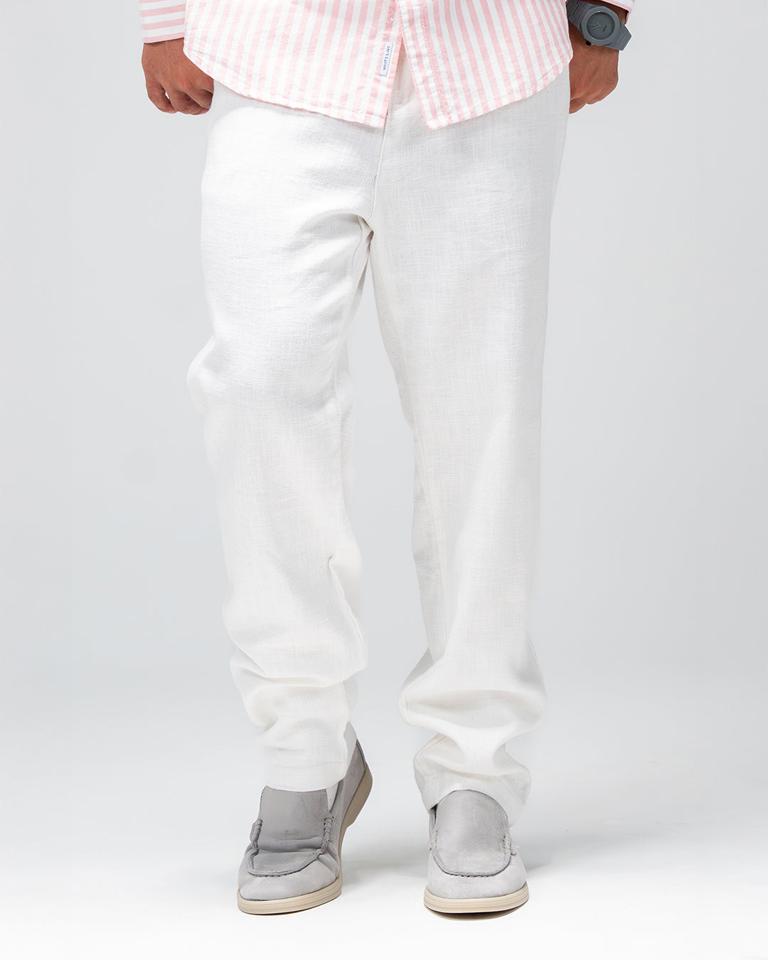 Men’s White Linen Drawstring Pants