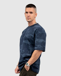 Men’s Blue & Mint Printed Oversized T-Shirt
