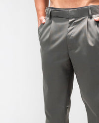 MEN’S SLIM-FIT GREY PLEATED TROUSERS