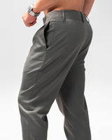 MEN’S SLIM-FIT GREY PLEATED TROUSERS
