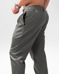 MEN’S SLIM-FIT GREY PLEATED TROUSERS