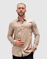 Men’s Beige Formal Dress Shirt