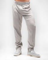 MEN’S LIGHT GREY SLIM-FIT PLEATED TROUSERS