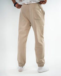 MEN’S BEIGE JOGGER PANTS WITH DRAWSTRING WAIST