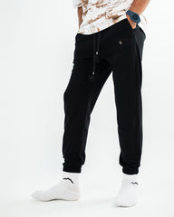MEN’S BLACK JOGGER PANTS WITH DRAWSTRING WAIST