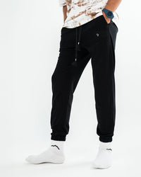 MEN’S BLACK JOGGER PANTS WITH DRAWSTRING WAIST