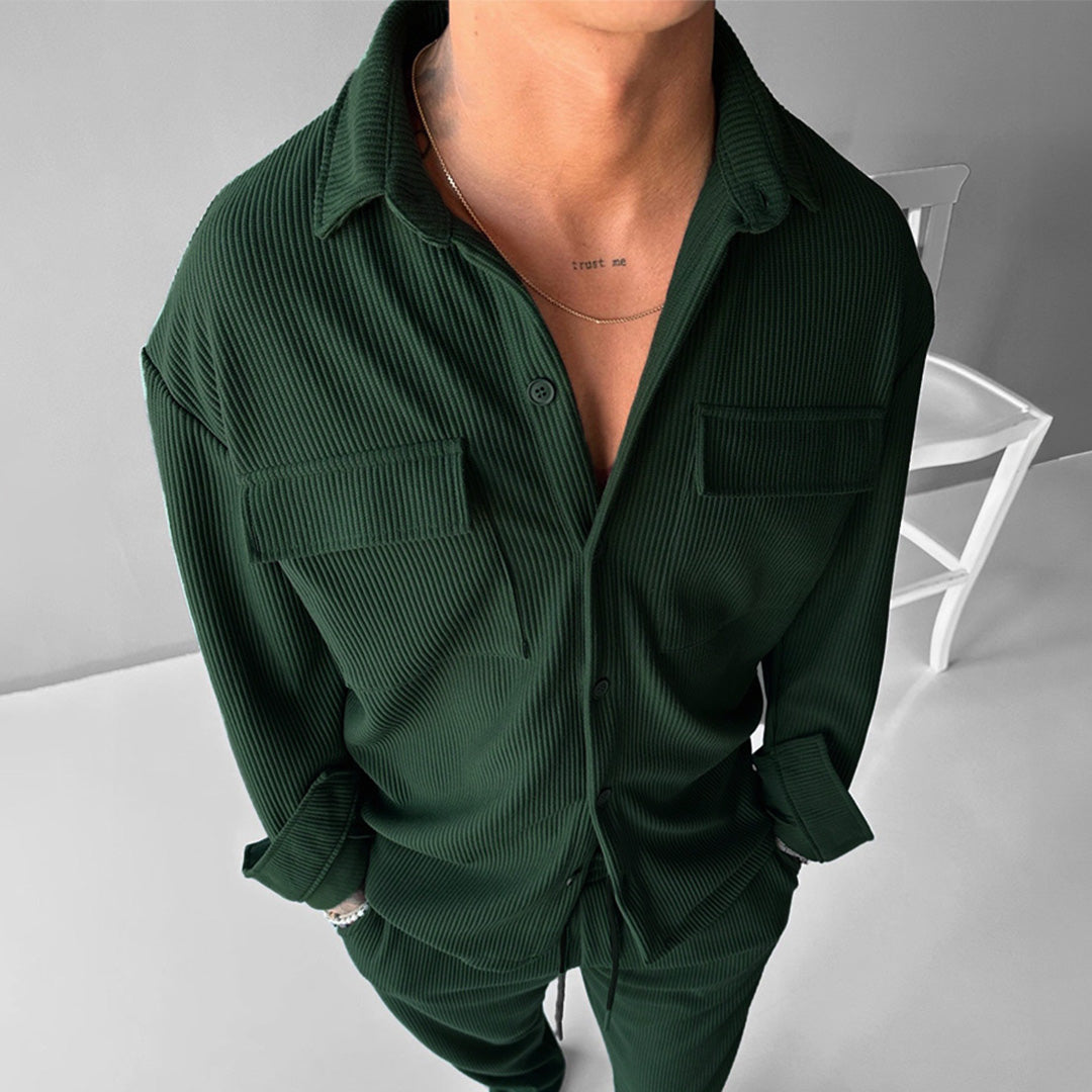 OVERSIZE POCKET CORD SHIRT - GREEN