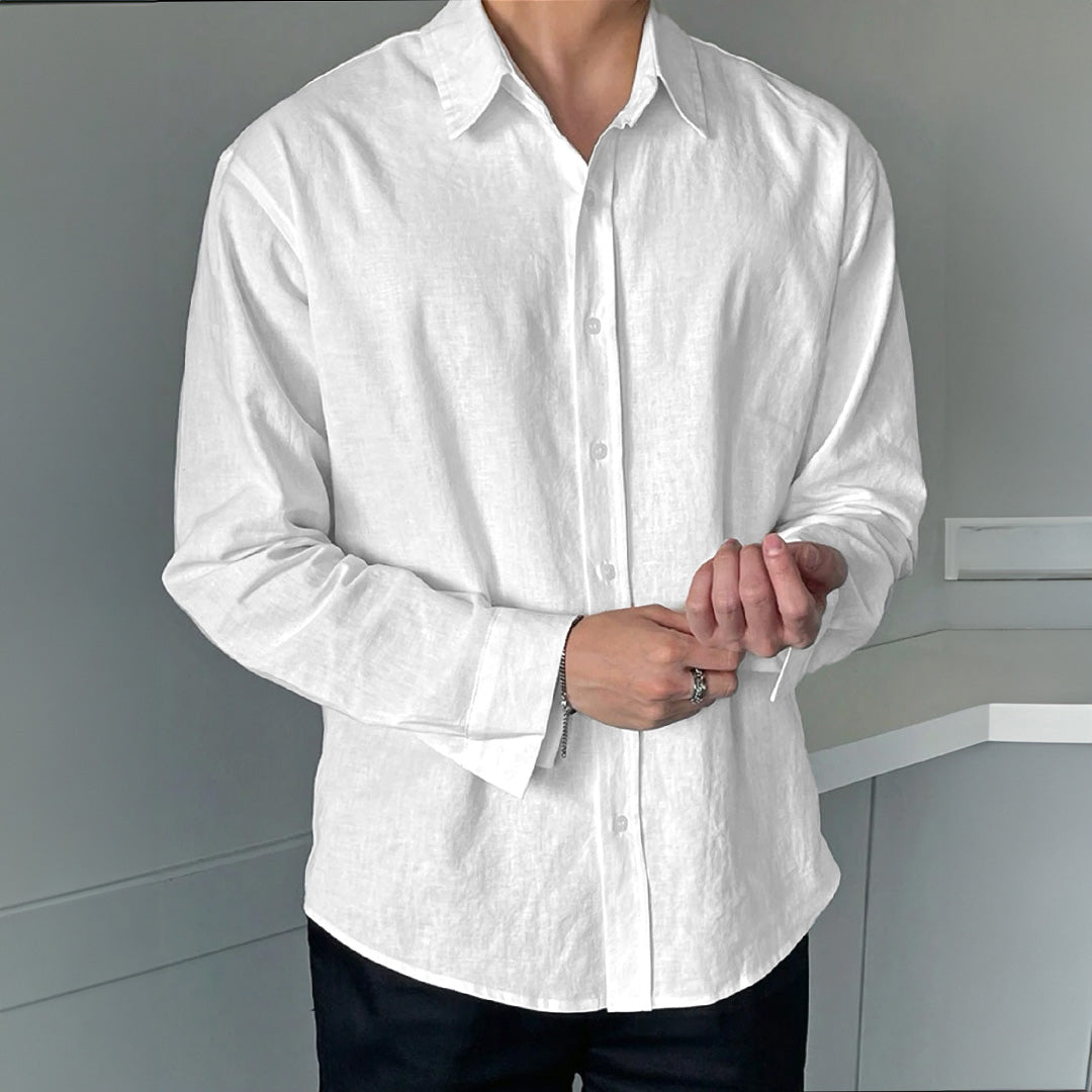 Men's Full Sleeves Linen Casual Shirt - White