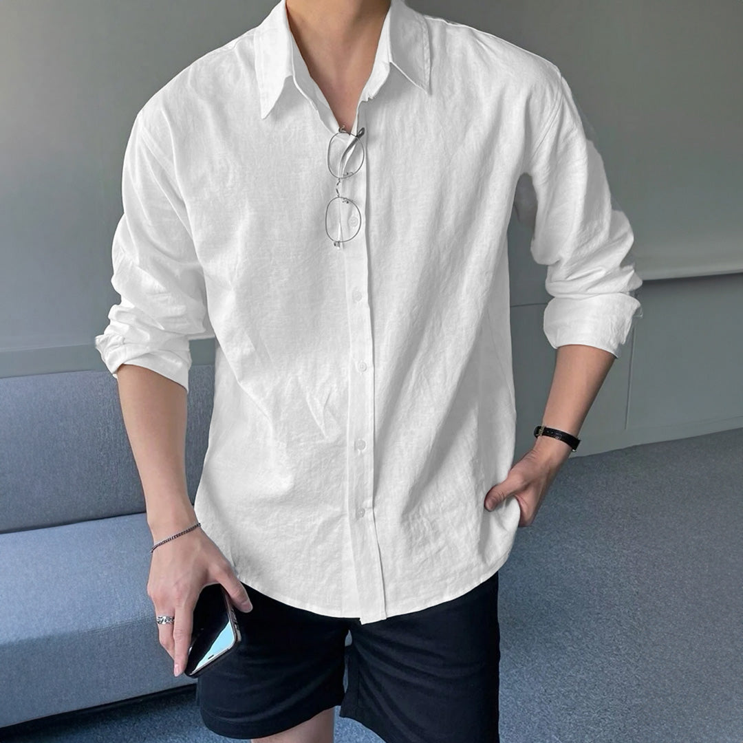 Men's Full Sleeves Linen Casual Shirt - White