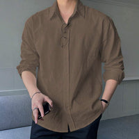 Men's Full Sleeves Linen Casual Shirt - Brown