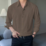 Men's Full Sleeves Linen Casual Shirt - Brown