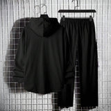 Oversized Turkish Hoodie Shirt & Trouser Set - Black