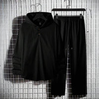 Oversized Turkish Hoodie Shirt & Trouser Set - Black