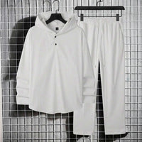 Oversized Turkish Hoodie Shirt & Trouser Set - White