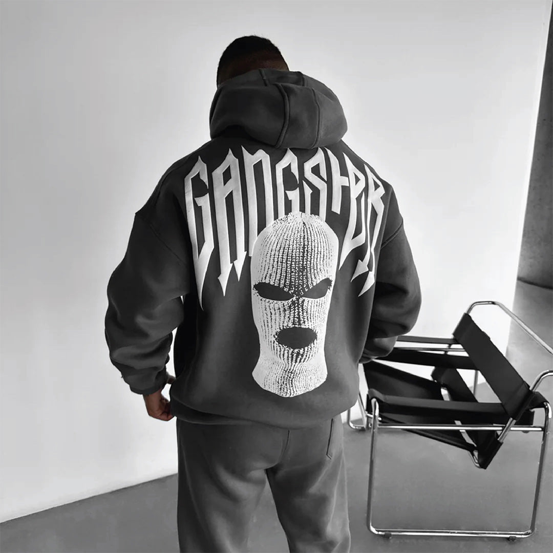 DROP SHOULDER GANGSTER HOODIE - GRAY