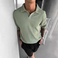 OVERSIZE RIBBED POLO T-SHIRT - GREEN