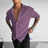 OVERSIZE RIBBED SHIRT - ELDERBERRY