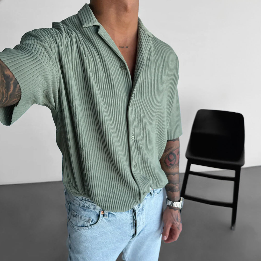 OVERSIZE RIBBED SHIRT - GREEN