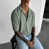 OVERSIZE RIBBED SHIRT - GREEN