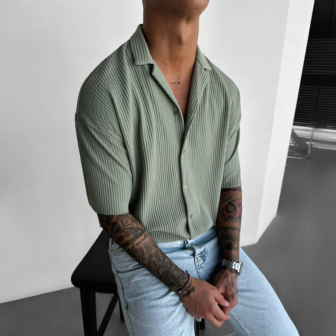 OVERSIZE RIBBED SHIRT - GREEN