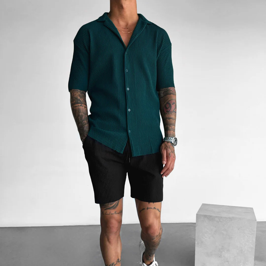 OVERSIZE RIBBED SHIRT - RAIN FOREST