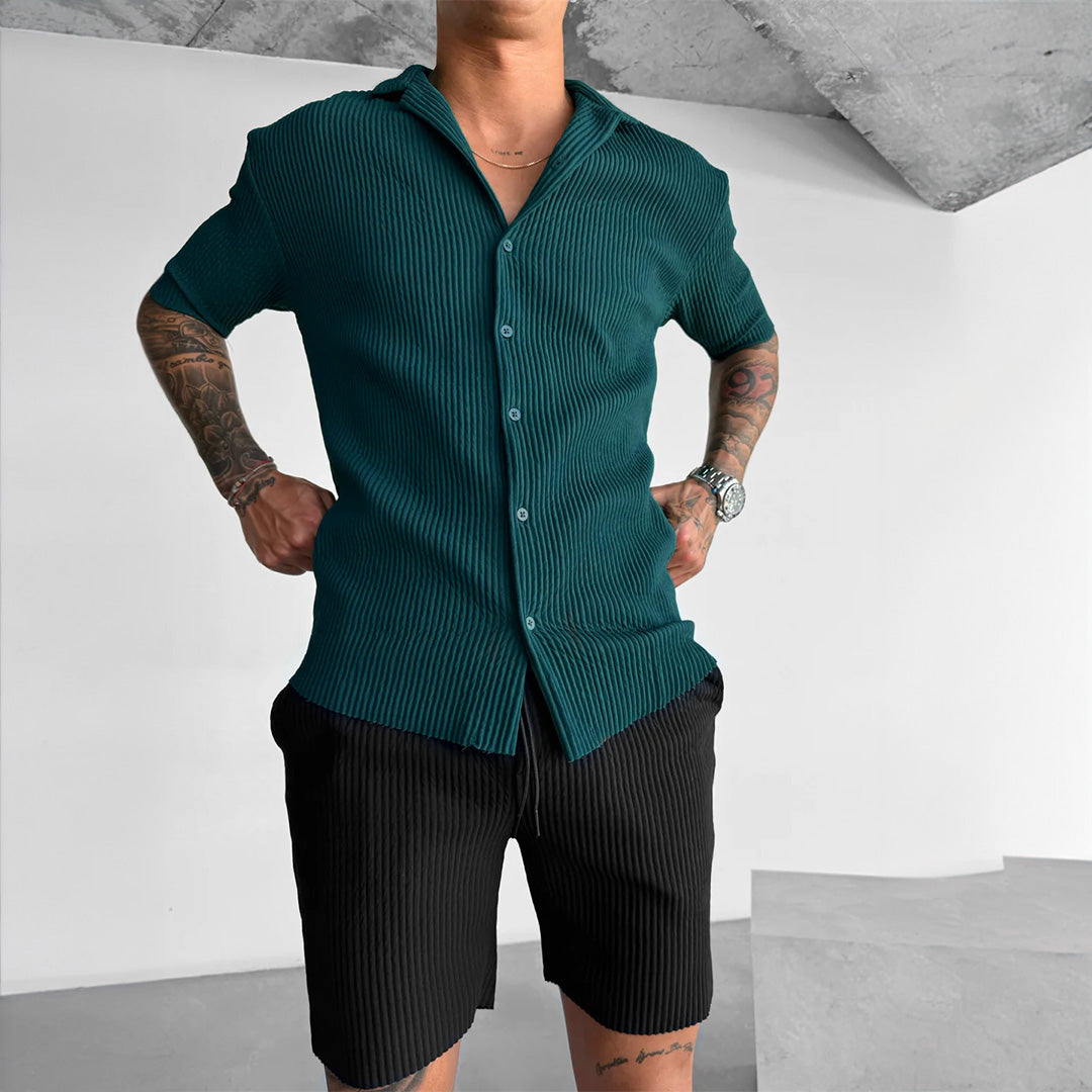 OVERSIZE RIBBED SHIRT - RAIN FOREST