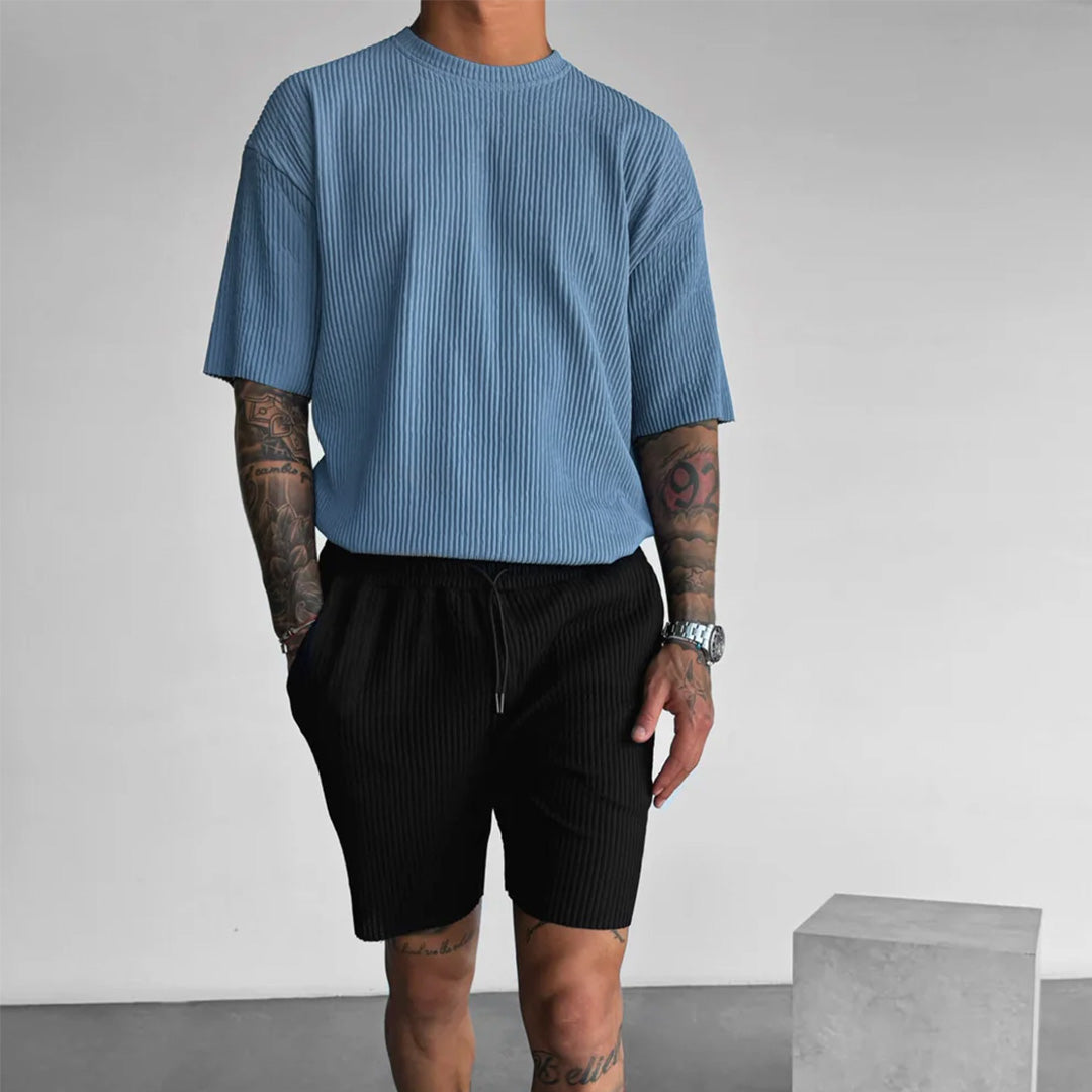 OVERSIZE RIBBED T-SHIRT - CORONET BLUE