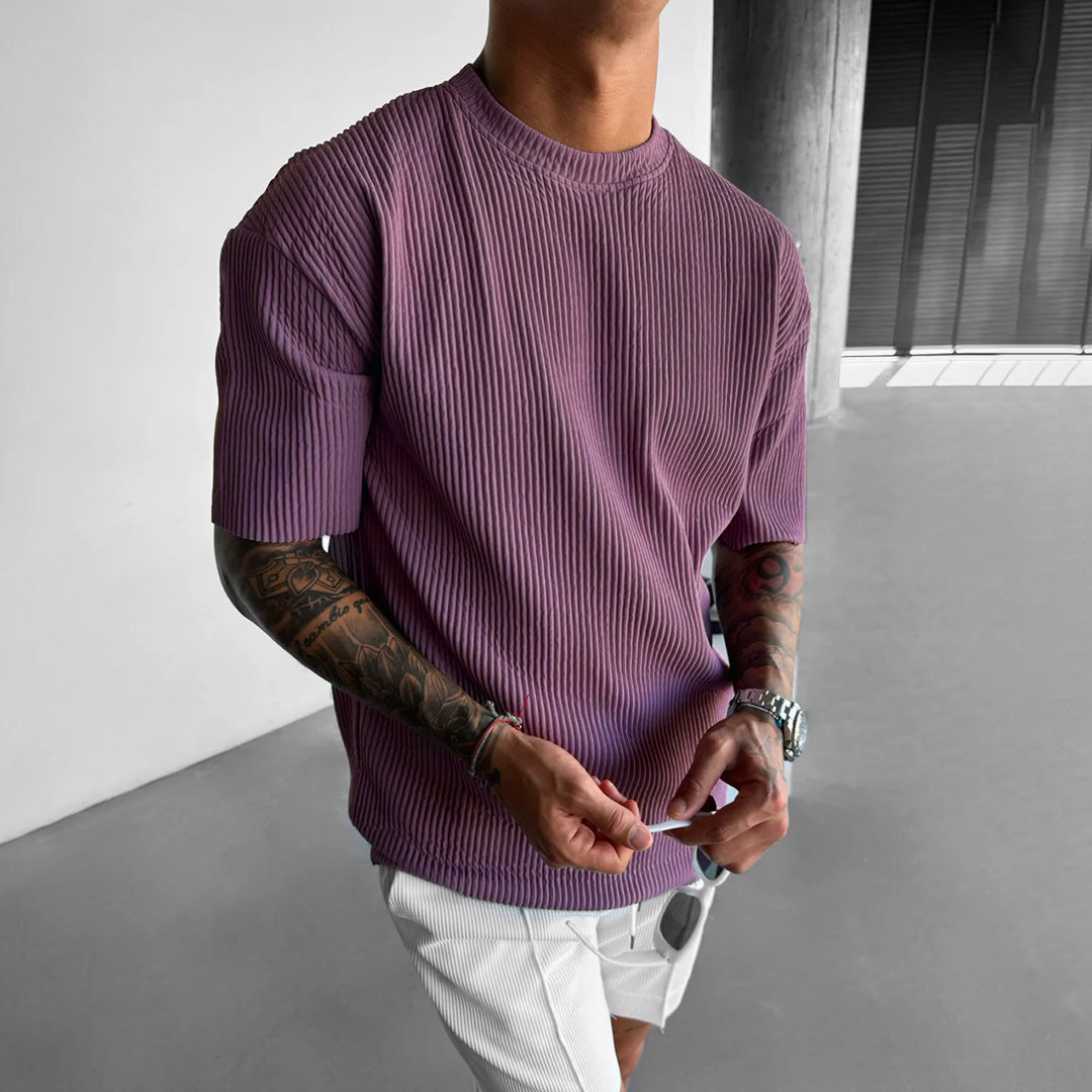 OVERSIZE RIBBED T-SHIRT - ELDERBERRY