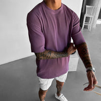 OVERSIZE RIBBED T-SHIRT - ELDERBERRY