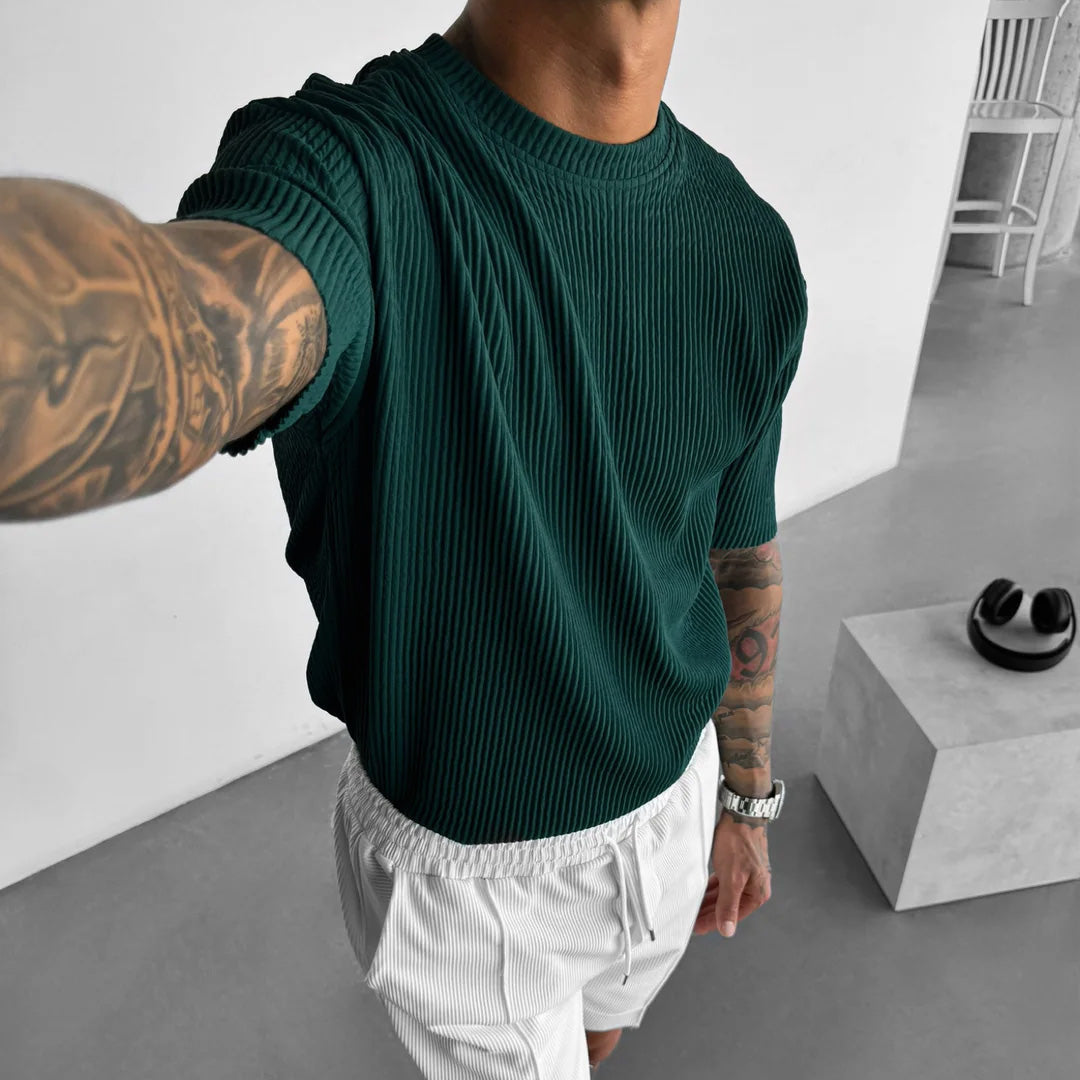 OVERSIZE RIBBED T-SHIRT - RAIN FOREST