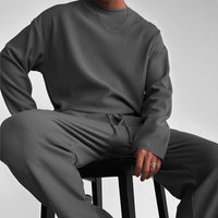 OVERSIZE RIBBED FULL SLEEVES T-SHIRT - ANTHRACITE GRAY