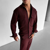 OVERSIZE POCKET CORD SHIRT - MAROON