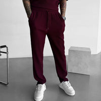 LOOSE FIT RIBBED PANTS - MAROON